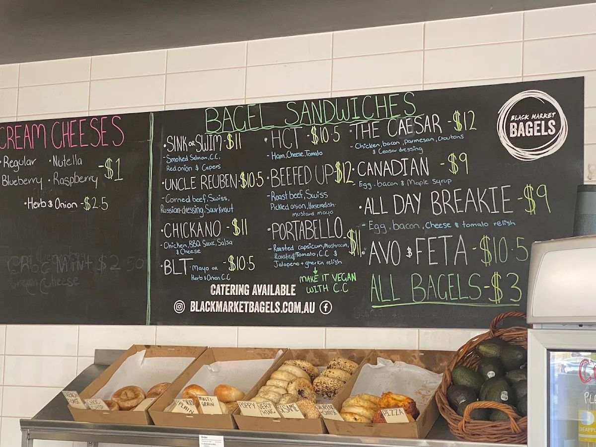 Menu, Black Market Bagels