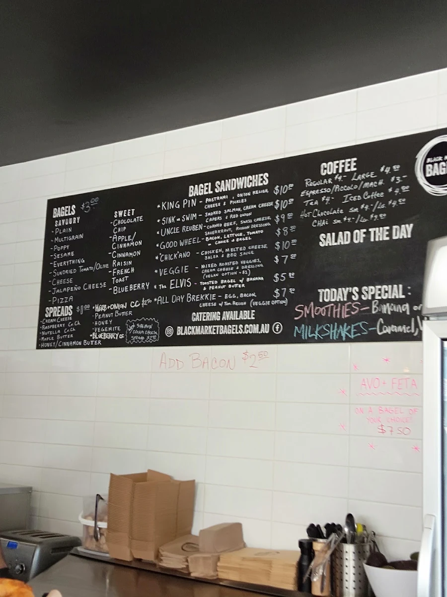 Menu, Black Market Bagels