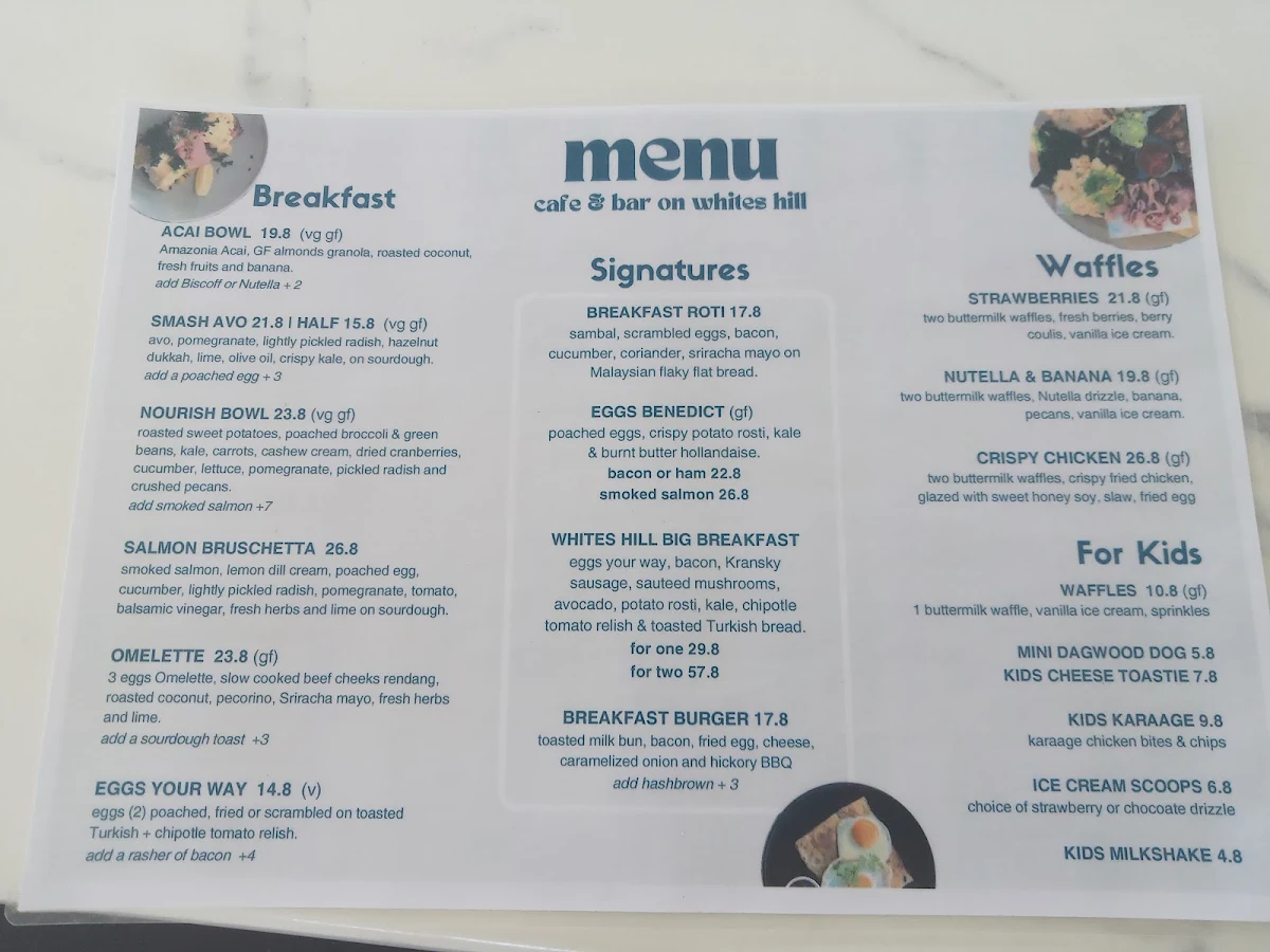 Menu, Cafe & Bar on Whites Hill