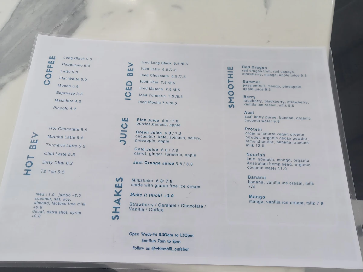 Menu, Cafe & Bar on Whites Hill