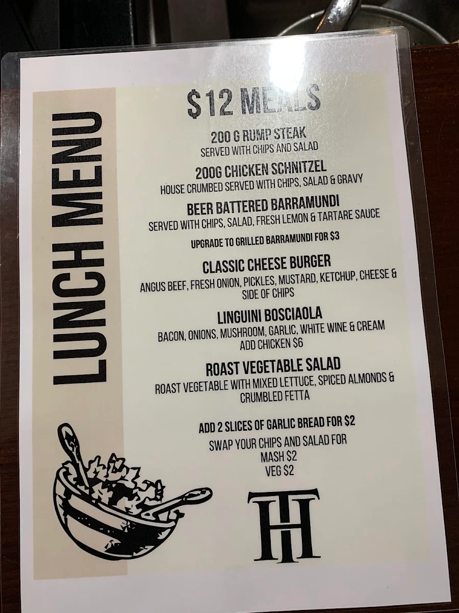 Menu, Tattersalls Hotel