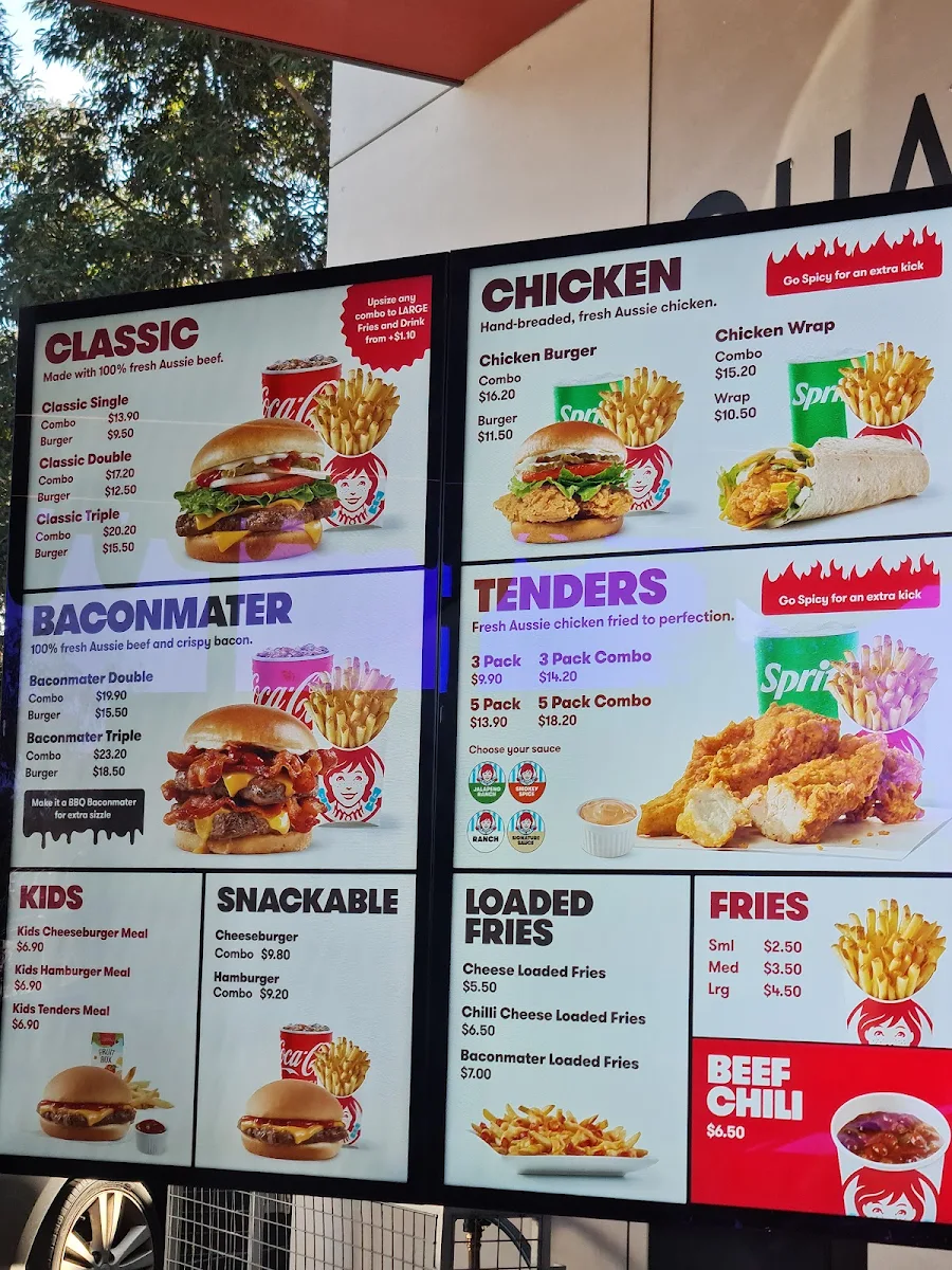 Menu, Wendy's Dandenong South