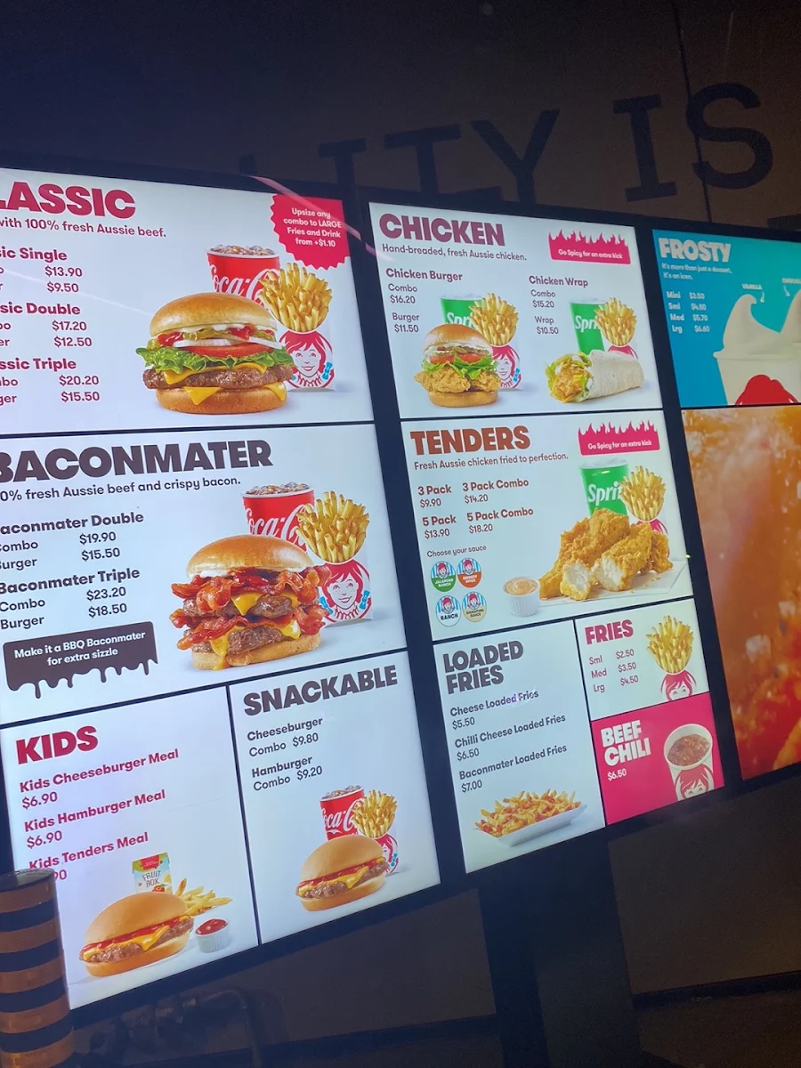 Menu, Wendy's Dandenong South