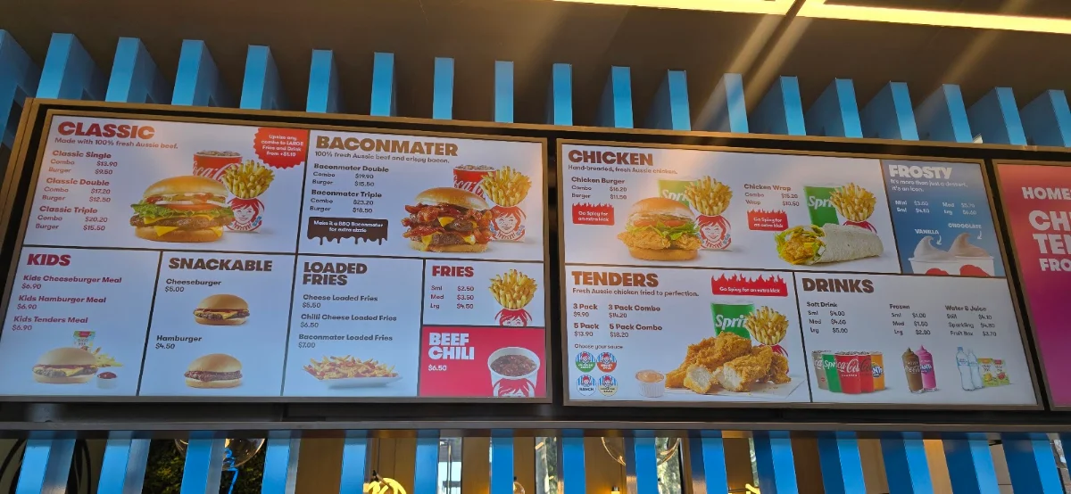 Menu, Wendy's Dandenong South