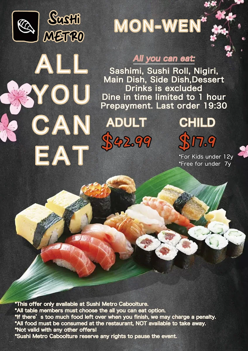 Menu, Sushi Metro - Caboolture South