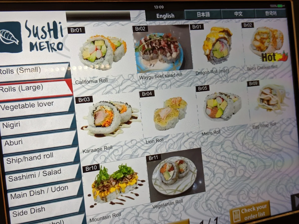 Menu, Sushi Metro - Caboolture South