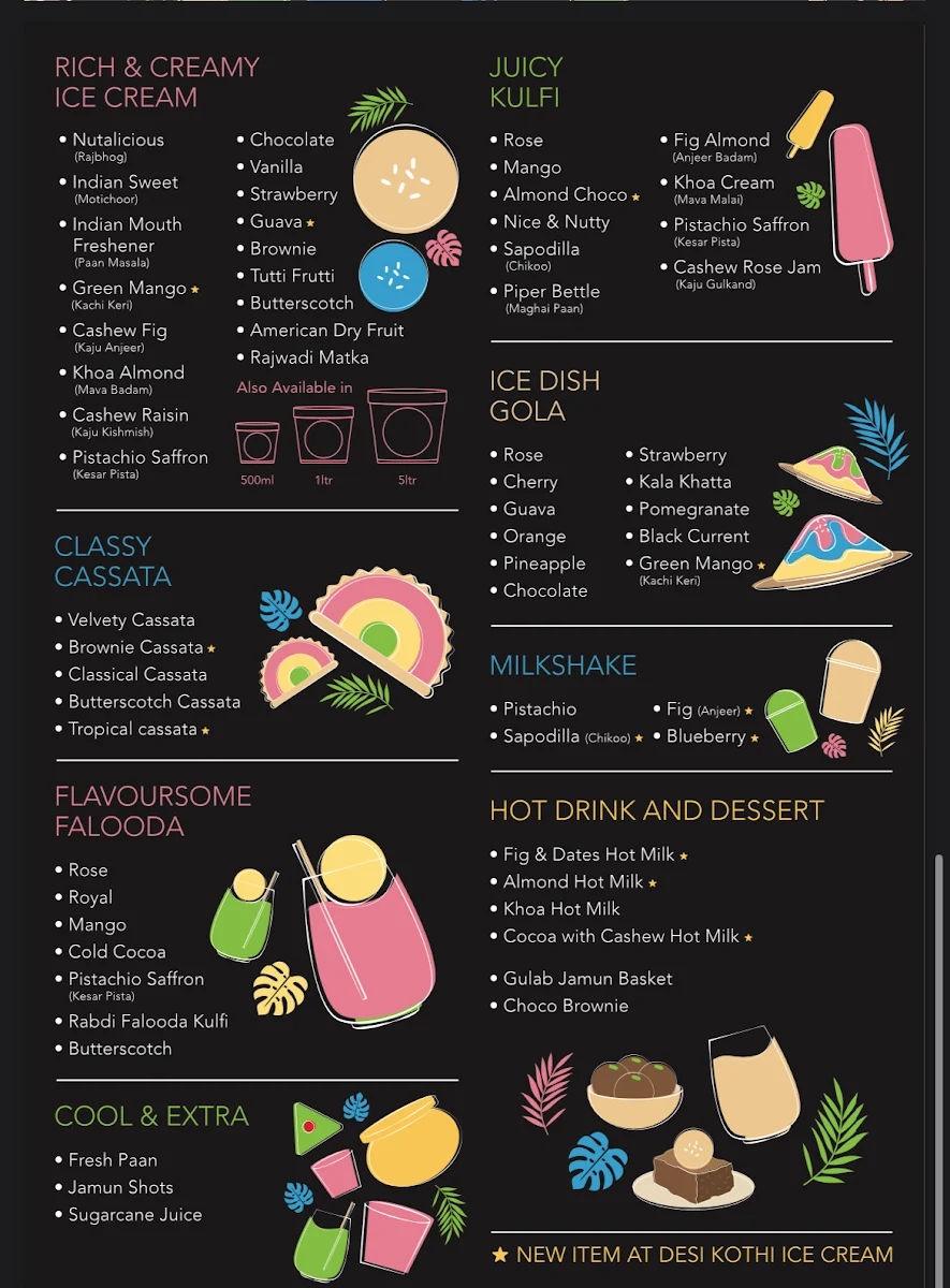 Menu, Desi Kothi Ice Cream - Officer