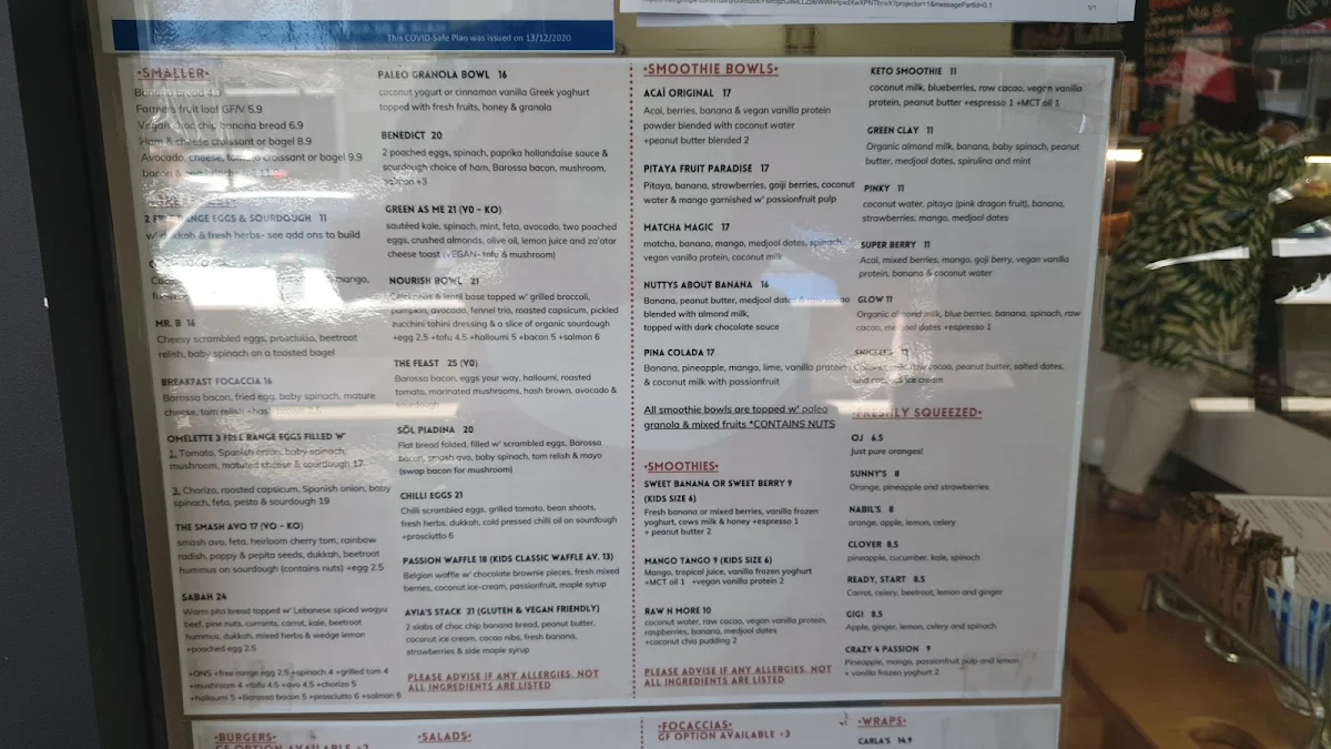 Menu, Clay’s Kitchen
