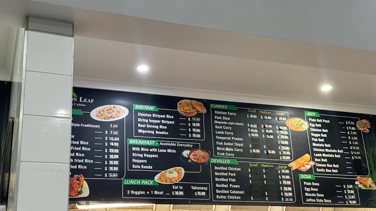 Menu, Cinnamon Leaf