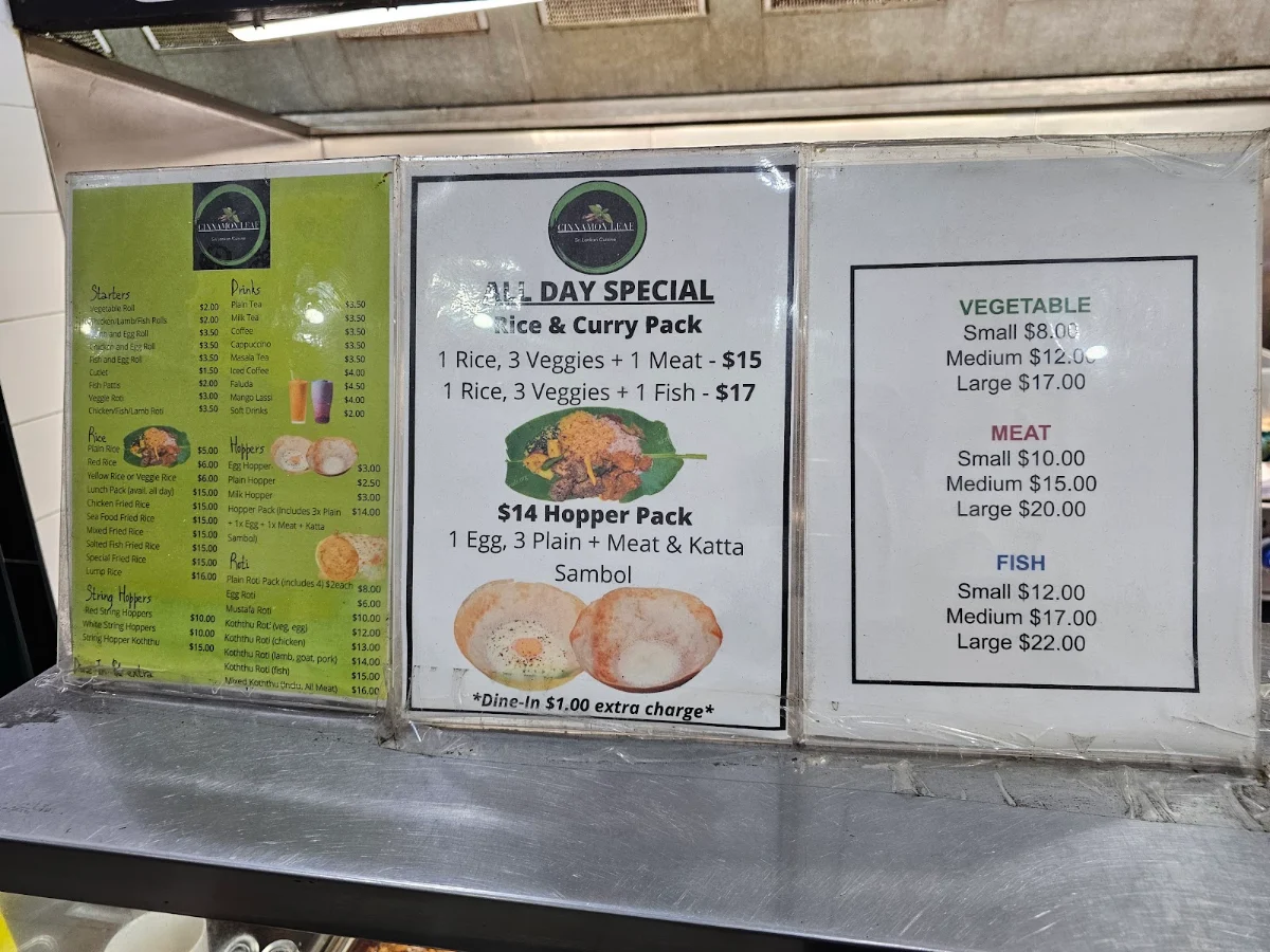 Menu, Cinnamon Leaf