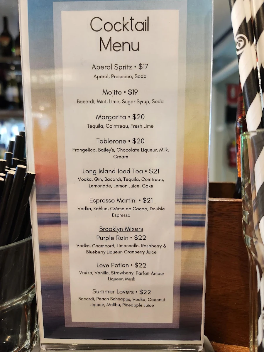 Menu, Kirks on the Esplanade