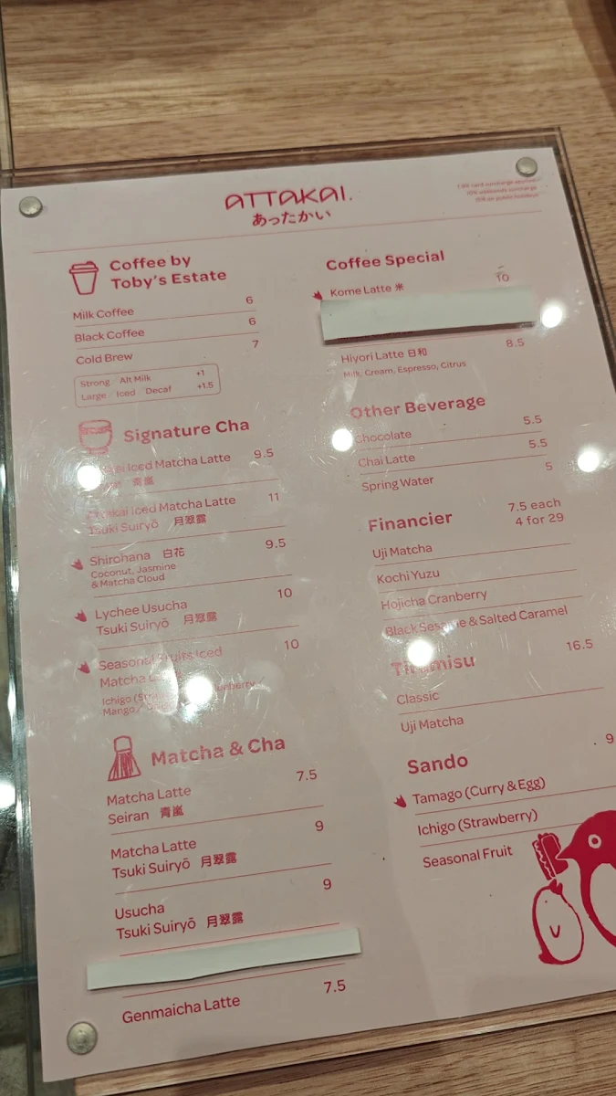 Menu, Attakai Garden