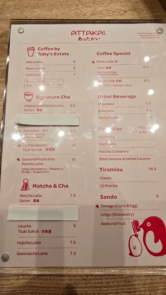 Menu, Attakai Garden