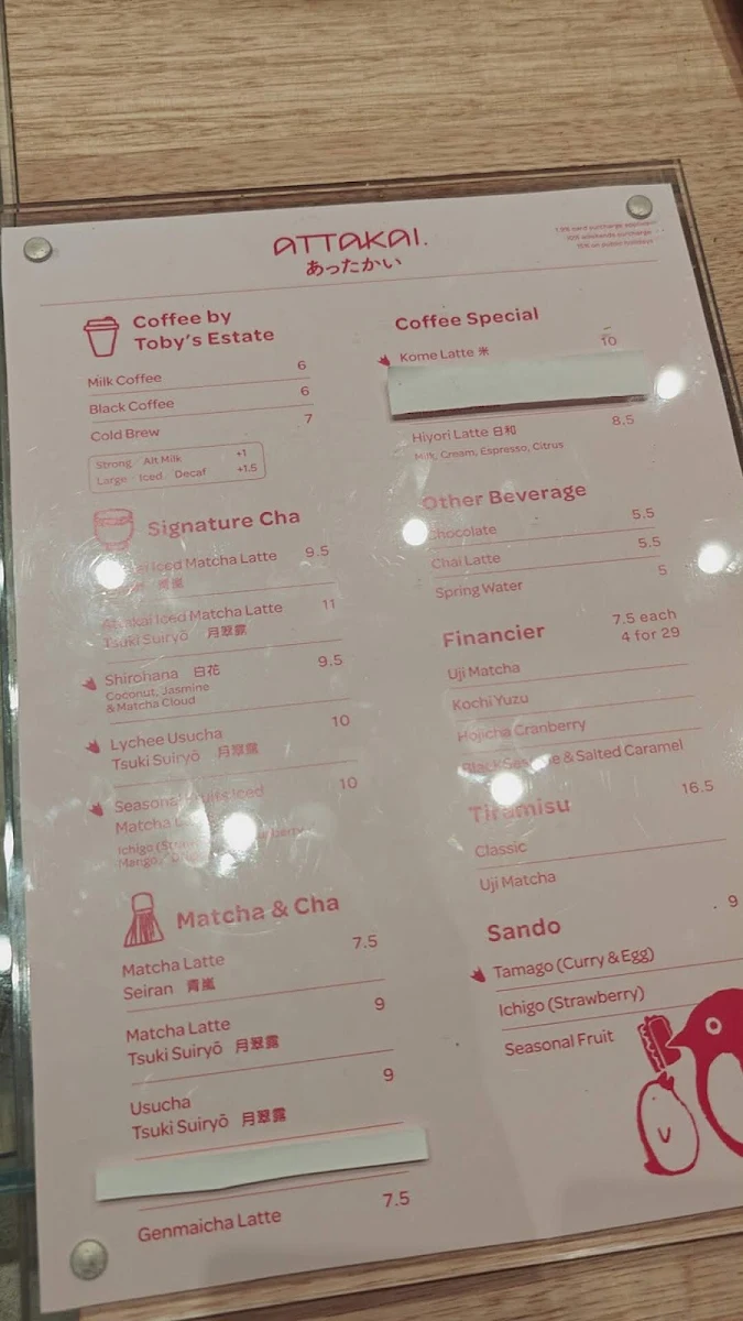 Menu, Attakai Garden