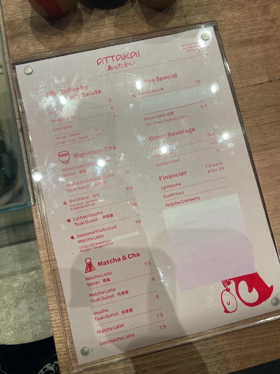 Menu, Attakai Garden