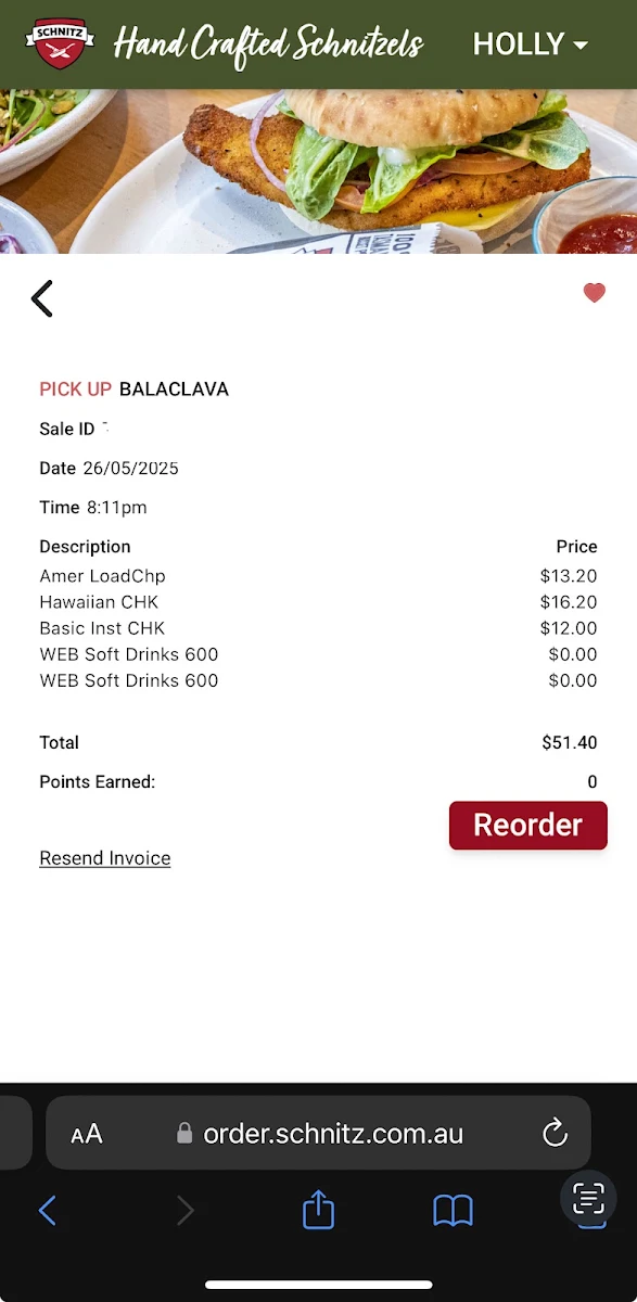 Menu, Schnitz Balaclava