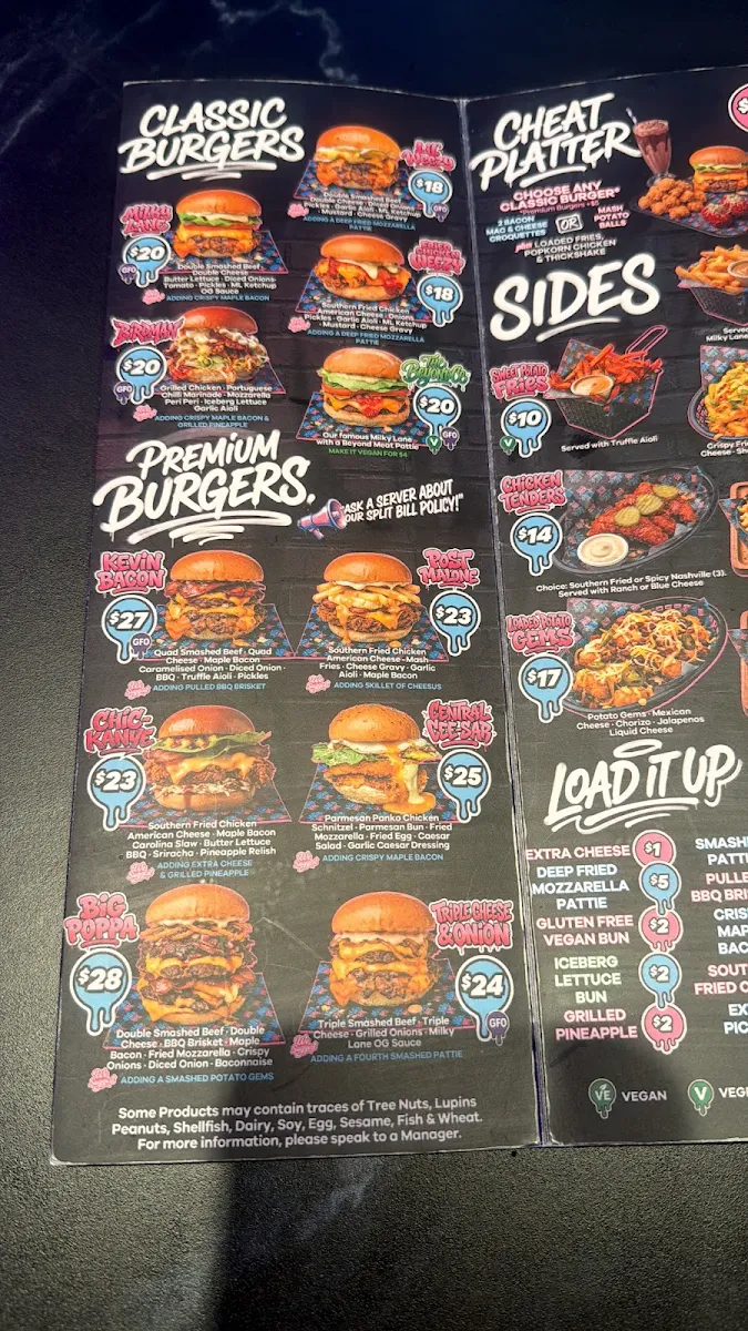 Menu, Milky Lane Southlands