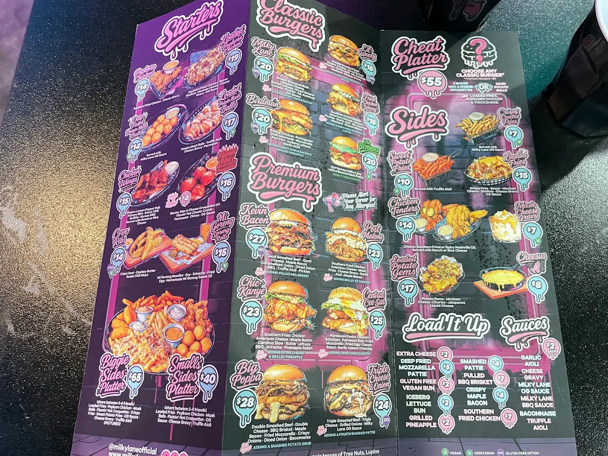 Menu, Milky Lane Southlands