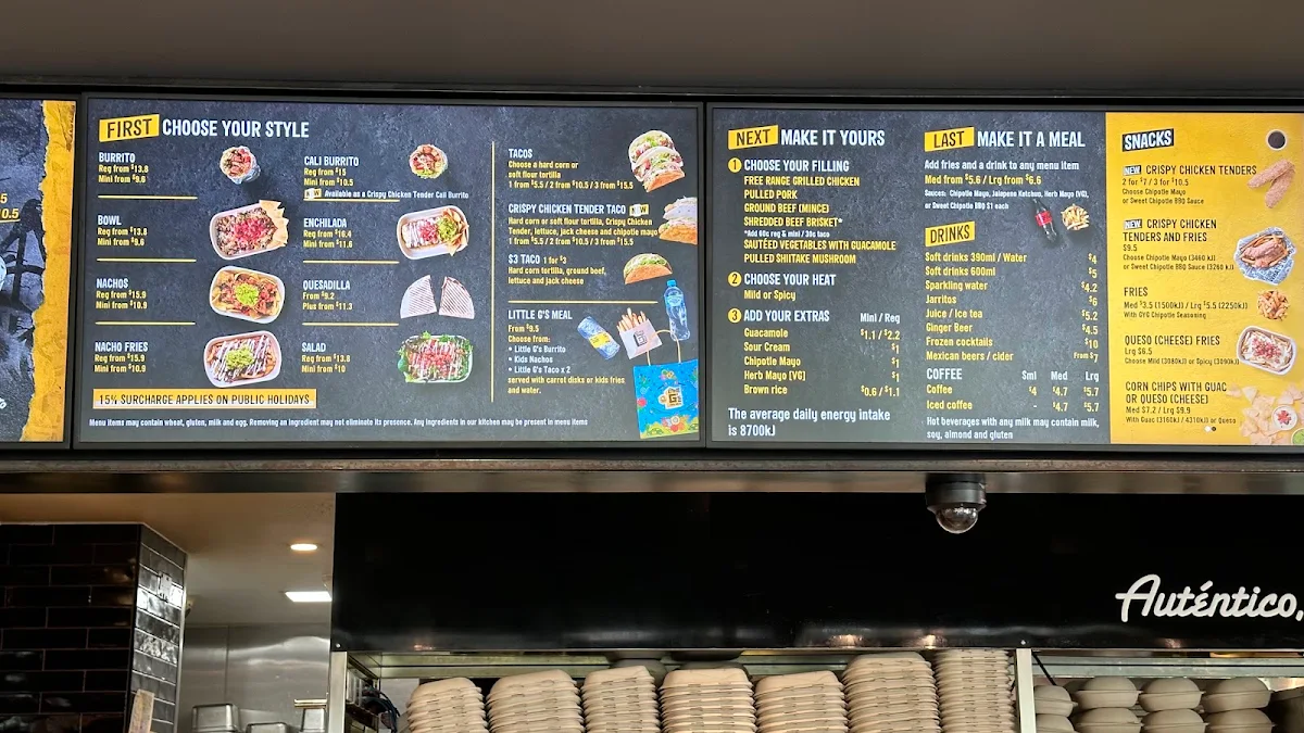 Menu, Guzman y Gomez - Bligh park