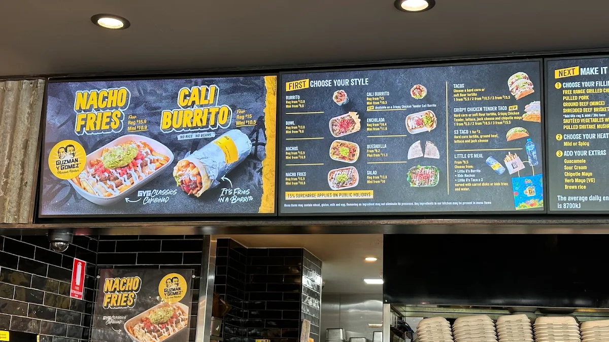 Menu, Guzman y Gomez - Bligh park