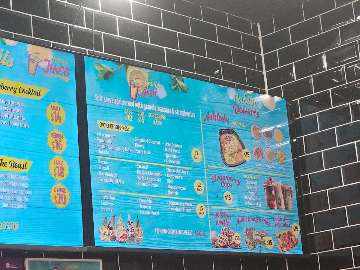 Menu, Habibi Juice