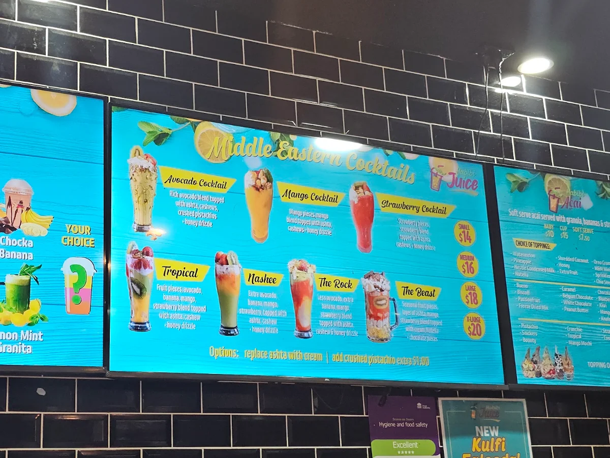 Menu, Habibi Juice