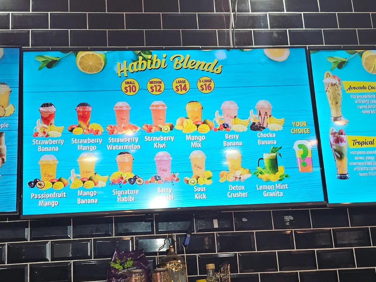 Menu, Habibi Juice