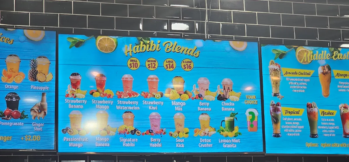Menu, Habibi Juice