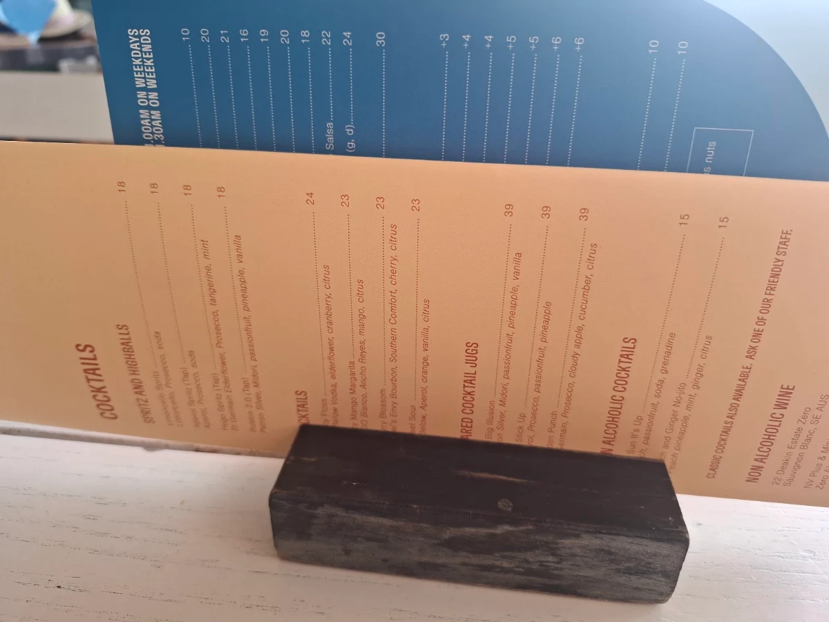 Menu, Riverbar & Kitchen