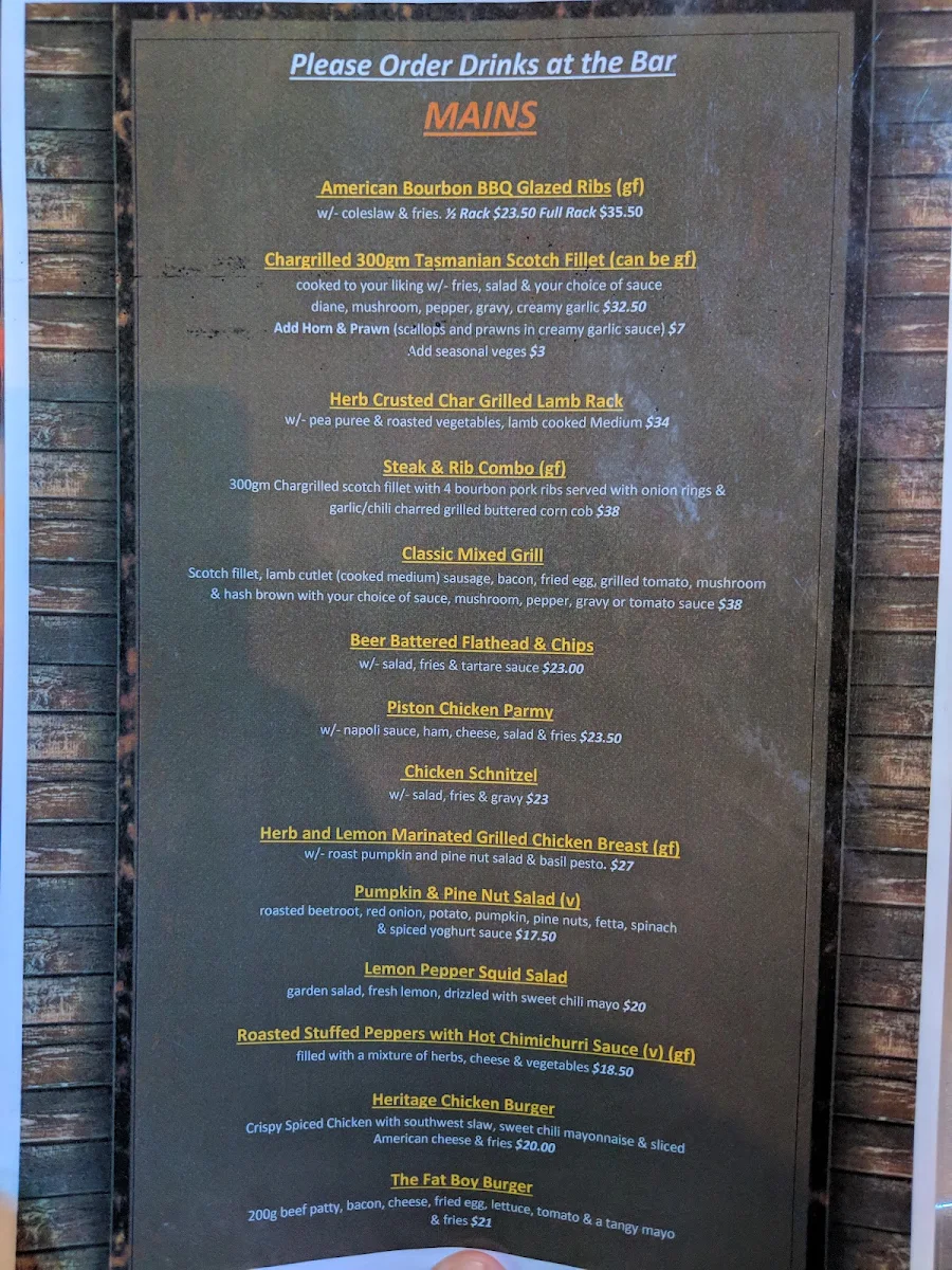 Menu, Iron Horse Bar & Grill