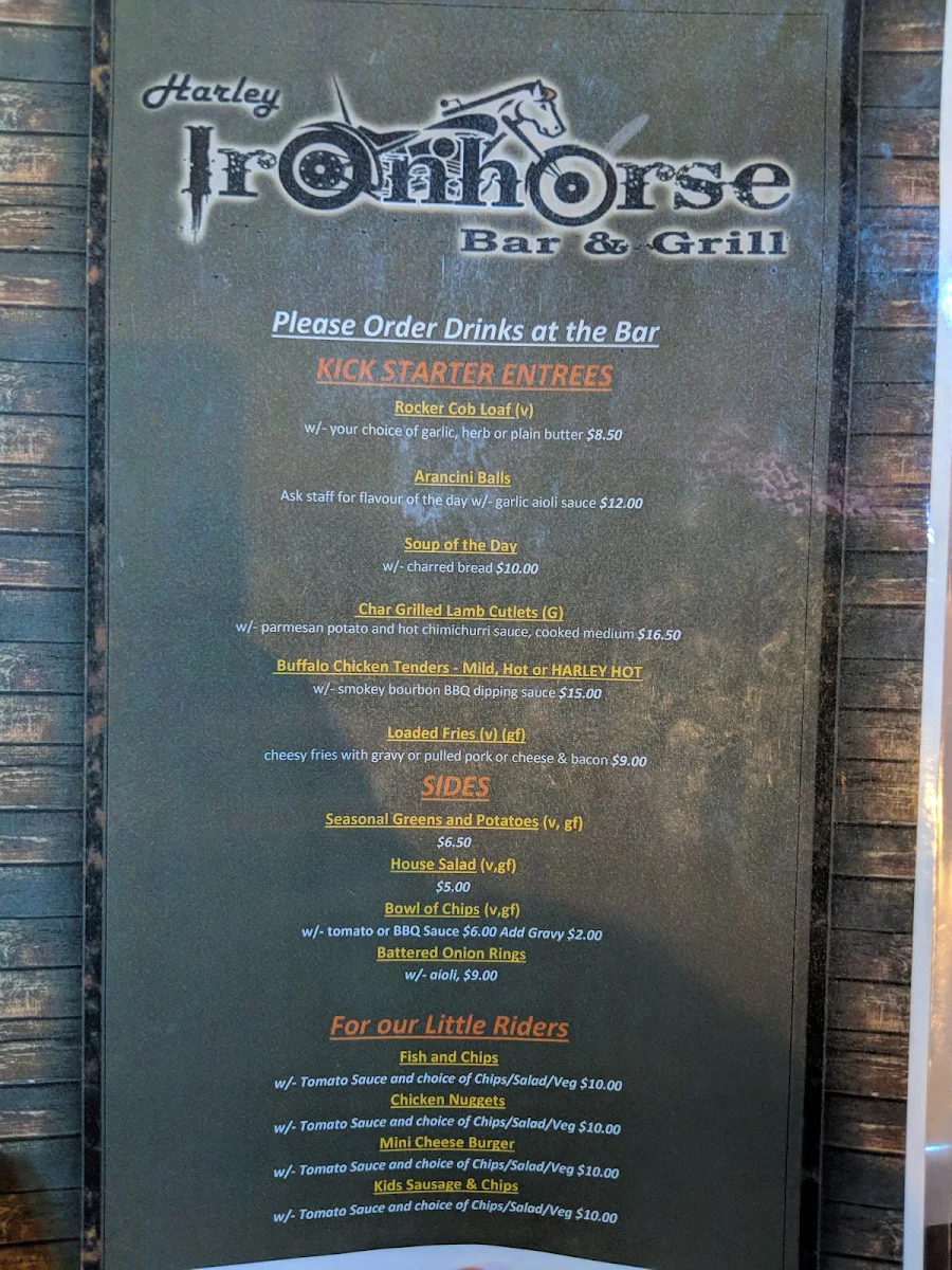 Menu, Iron Horse Bar & Grill
