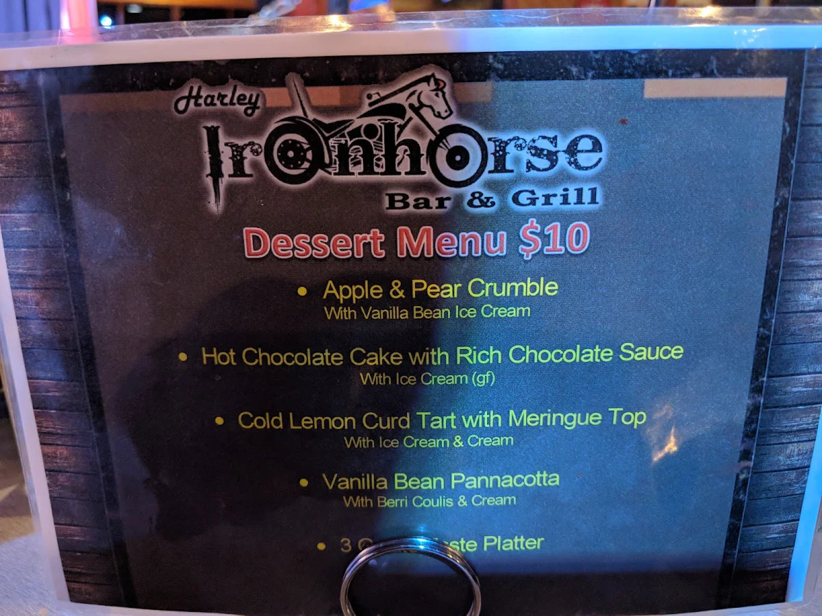Menu, Iron Horse Bar & Grill