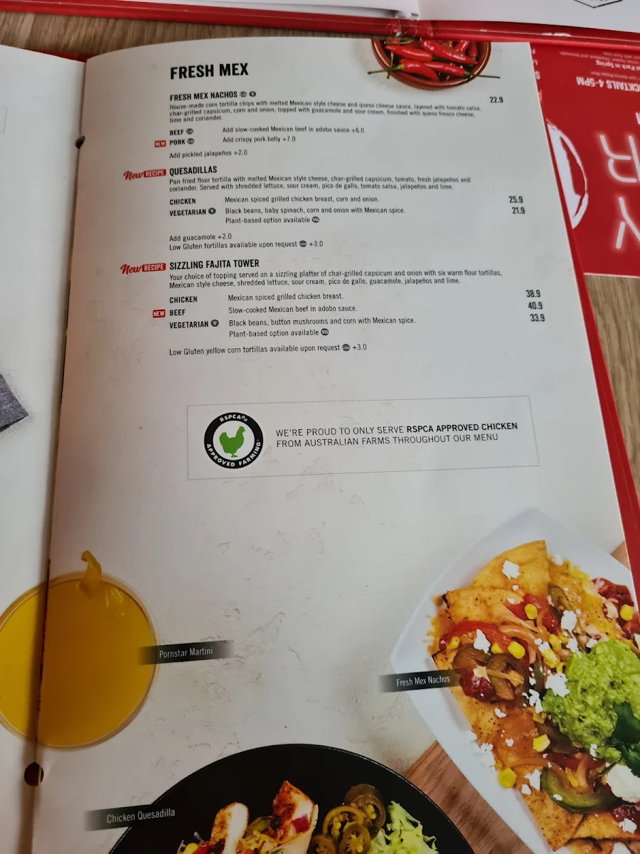 Menu, TGI Fridays