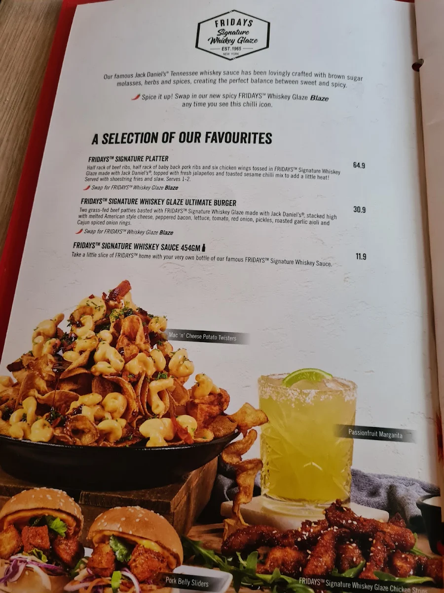 Menu, TGI Fridays