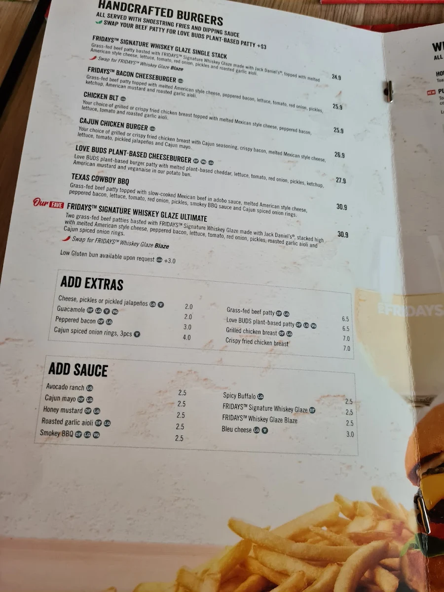 Menu, TGI Fridays
