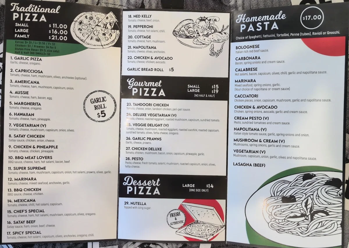 Menu, Little Hub Pizza & Pasta