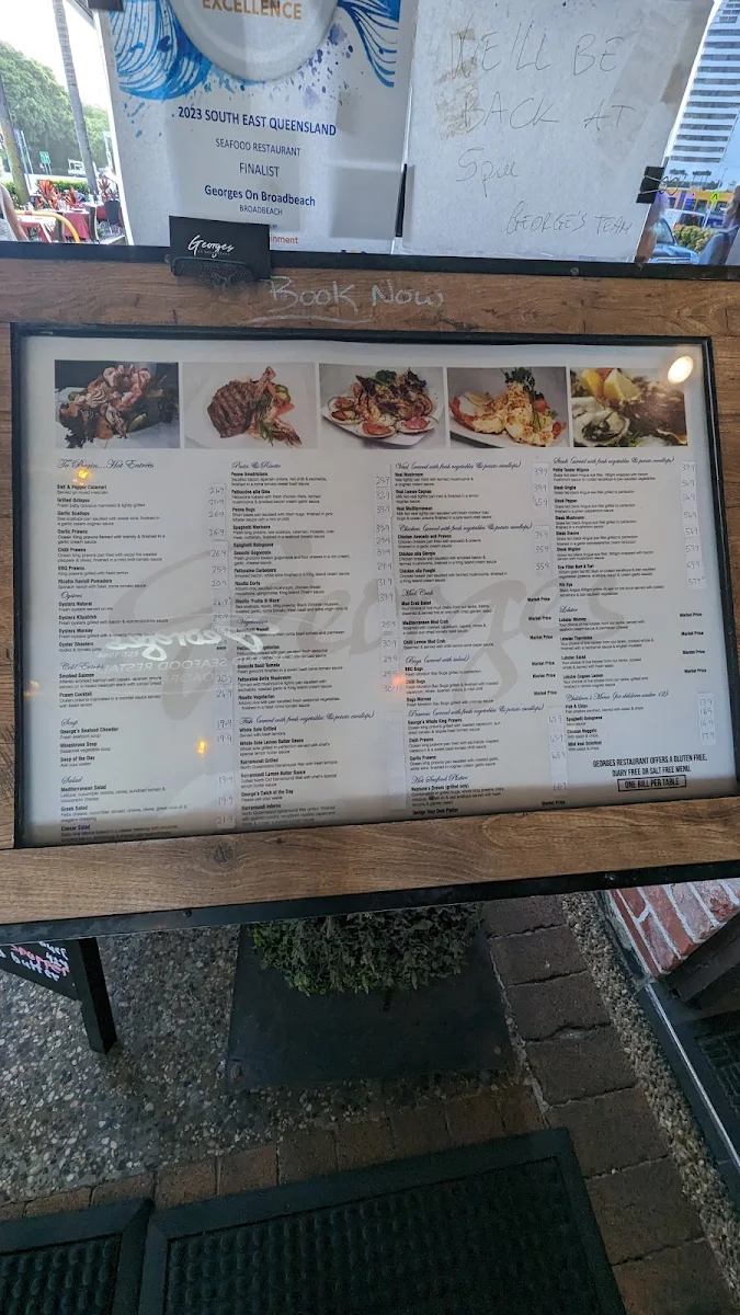 Menu, George's On Broadbeach