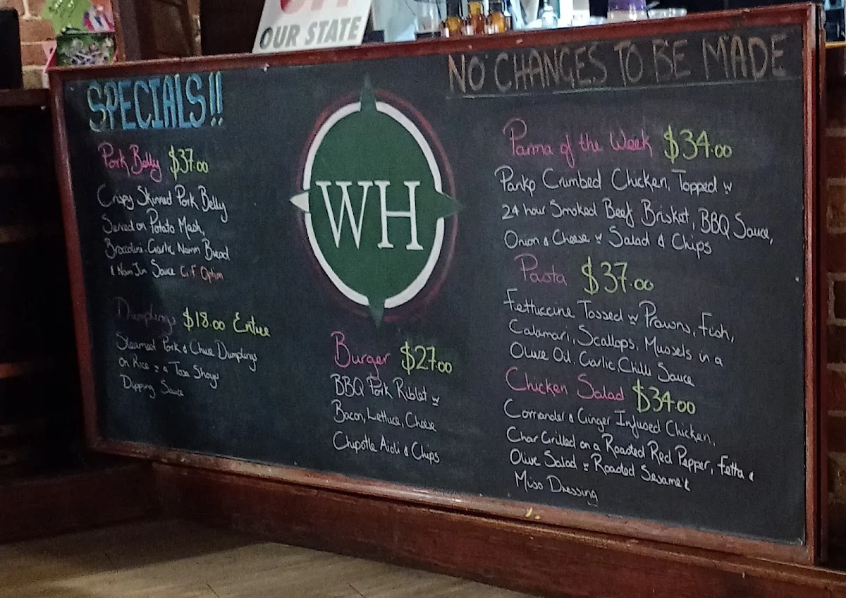 Menu, The Warburton Hotel, Wesburn - Bar & Bistro (The West)