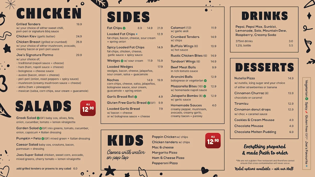 Menu, Smokin' Joes Pizza and Grill - Craigieburn