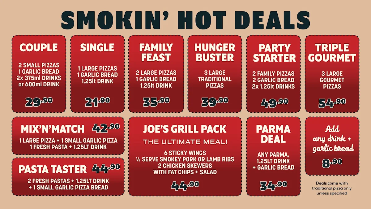 Menu, Smokin' Joes Pizza and Grill - Craigieburn