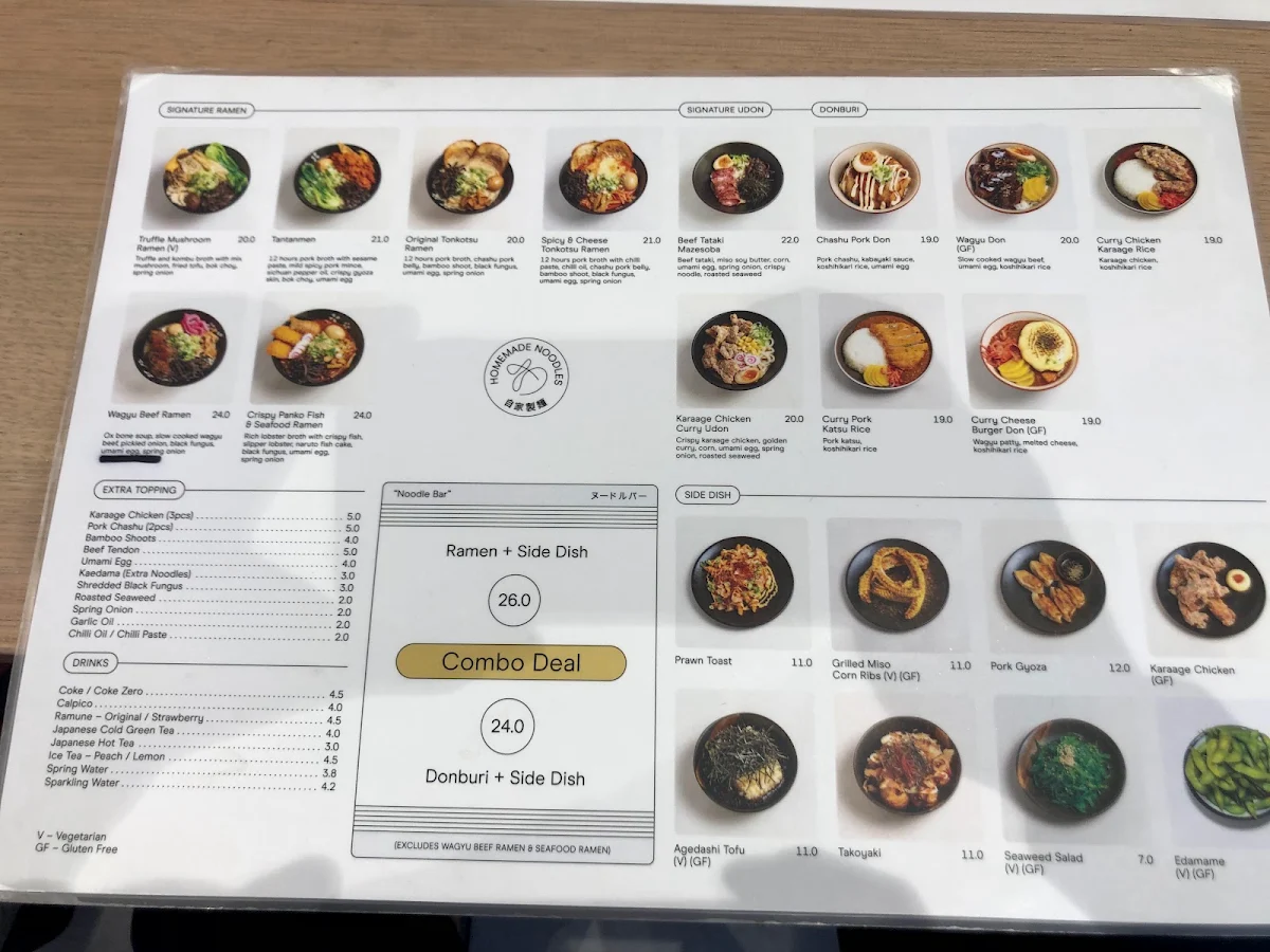 Menu, MINIMONO "Noodle Bar"