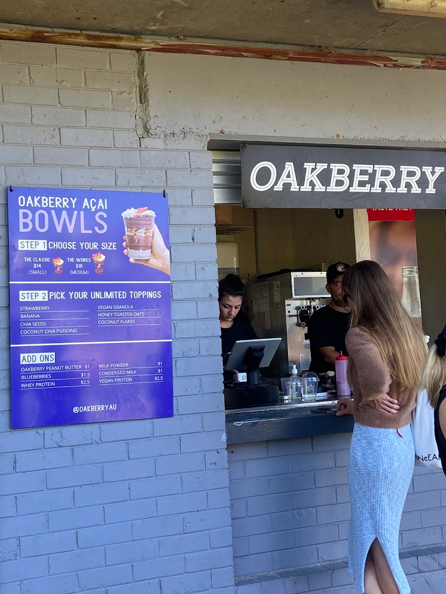 Menu, Oakberry Acai Bondi Beach