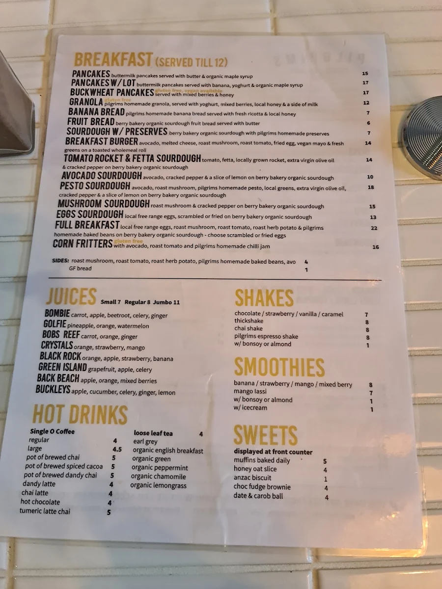 Menu, Pilgrims