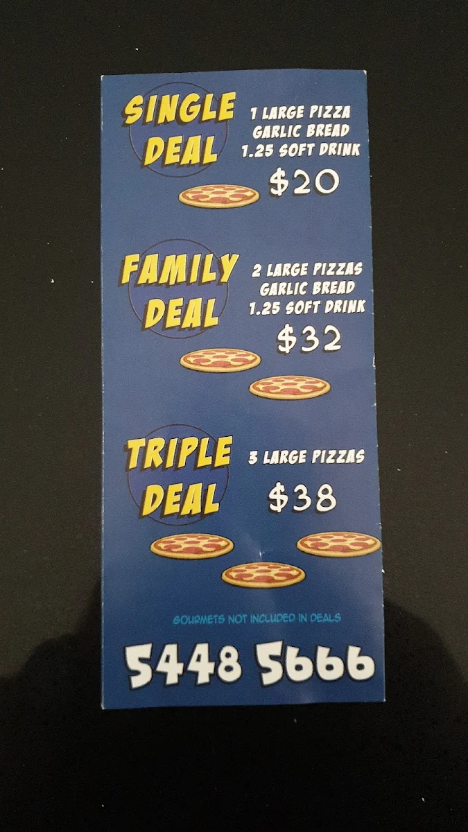 Menu, Epsom Village Pizza