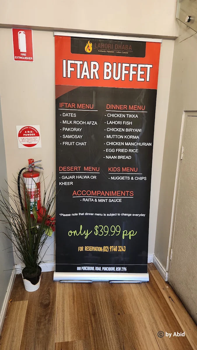 Menu, Lahori Dhaba