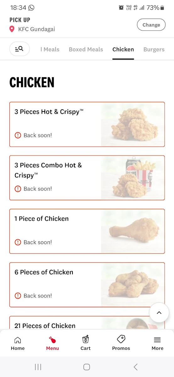 Menu, KFC Gundagai