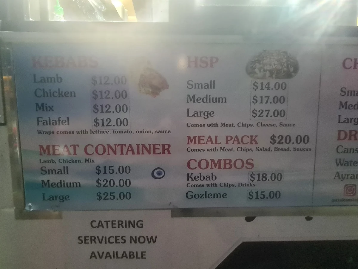 Menu, St. Albans Kebab