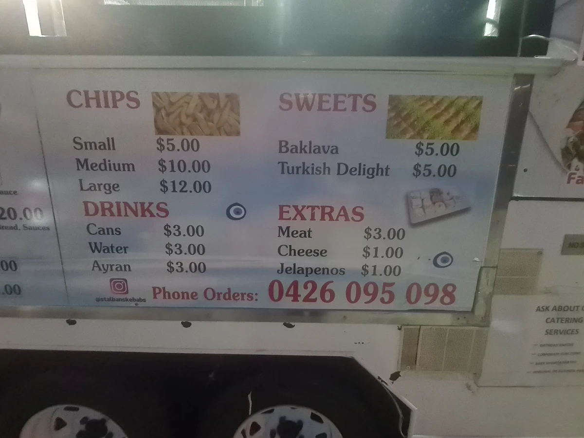 Menu, St. Albans Kebab