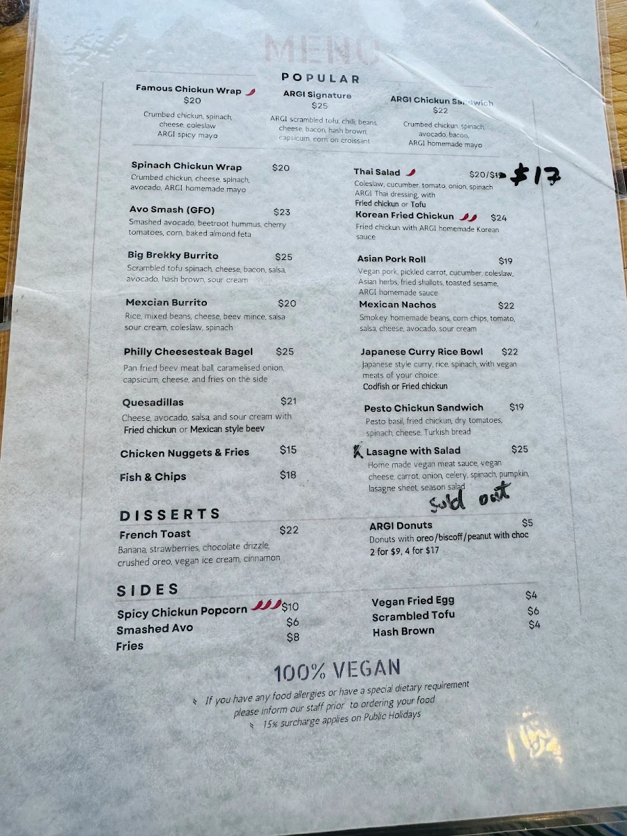 Menu, Little Bunny Cafe