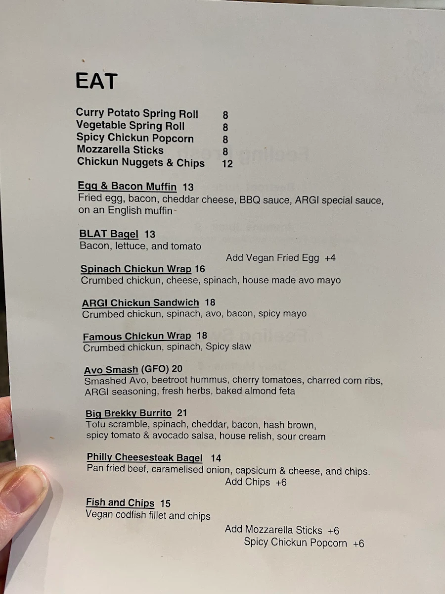 Menu, Little Bunny Cafe